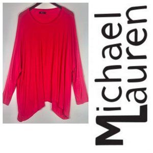 Michael Lauren Medium Large Oversize  Top Tunic Shirt Coral Pink Lagenlook
